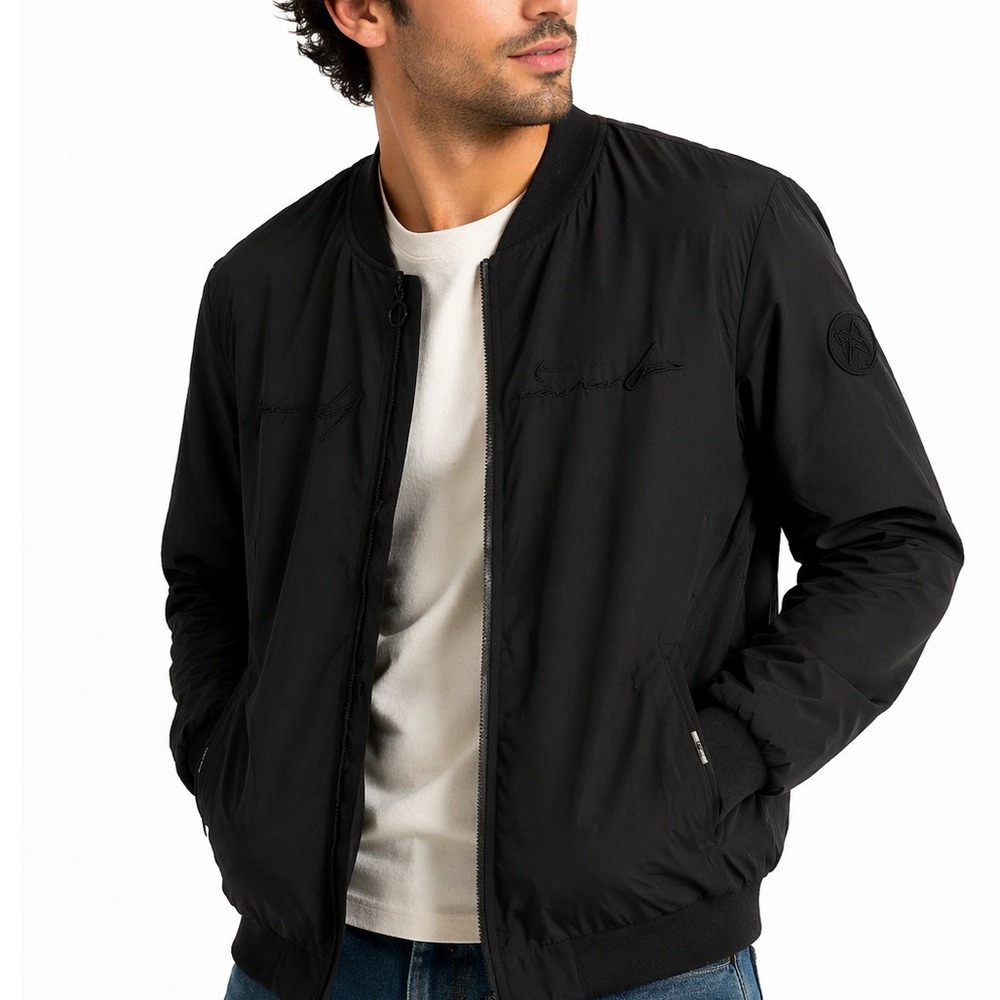 Men Bomber Jacket Black Lightweight Zip XL Streetwear NWOT